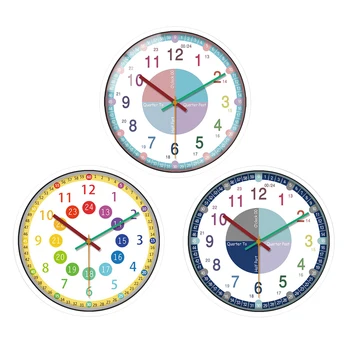 12 colių Vaikai Tyli Laikrodis Laiką Mokytojas Sieninis Laikrodis Spalvinga Numerius Lengva Skaityti Kabinti Žiūrėti Laikrodis Kambarį Namų Dekoro