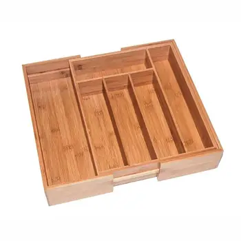 1Pc Bambuko Reguliuojamas Stalčių Įdėklai Organizatorius Virtuvės stalo Įrankių Dėklas Namų Virtuvėje dėklai
