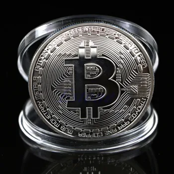 1Pc Sidabro Padengtą Bitcoin Moneta, Kolekcines, BTC Monetos Meno Kolekcija Dovanų Fizinio monetų