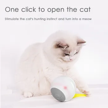 2 Spalvos Smart Interaktyvi Katė Žaislas LED Savaime Sukasi Kamuolys Su Plunksna Žaislai USB Įkrovimo Cat Kitten Ball Žaislas Naminių Reikmenys