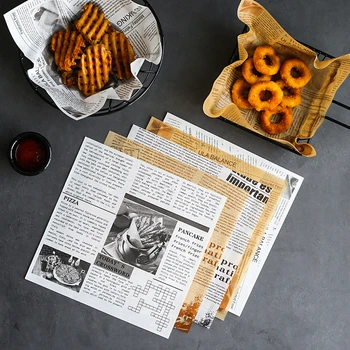 200PCS Derliaus Laikraščio Stilius Naftos-Įrodymas, Pergamento Popieriaus Maisto Wrapper Duonos Sumuštinį Mėsainiai Vyniojimo Kepimo Kilimėlis Virtuvės Įrankis
