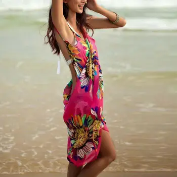 2020 Mados Tendencija Moterys Naujas Paplūdimio Bikini Padengti Ups Gėlių Spausdinti Laisvas Minkštų Vasaros Atostogų Havajuose Ilgai Wrap Sijonai, Maudymosi Kostiumėliai,