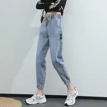 2021 m. Pavasarį, Rudenį Naujų korėjos High Waisted Ponios Liesas Džinsus Moteriški Drabužiai Moteris Moterų Bodycon Džinsinio audinio Kelnės Streetwear