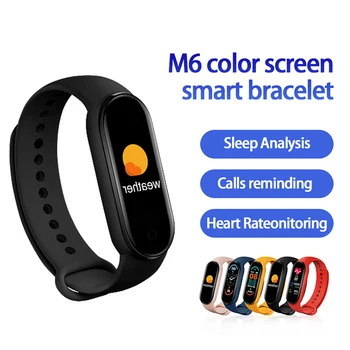 2021 M6 Smart Apyrankę Žiūrėti Fitness Tracker Smartband Širdies ritmas, Kraujo Spaudimo Monitorius 