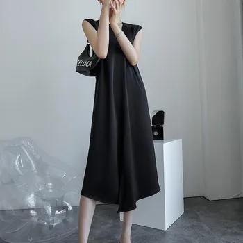 2021 Mados dizaineris vasaros moterų suknelė su v-kaklo juodas ilgas elegantiškas ponios suknelės atsitiktinis simplee laisvi drabužiai vestido bodyco