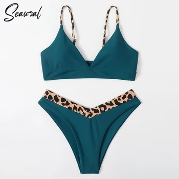 2021 Nauja Seksuali Mažas Juosmens Bikini Nustatyti maudymosi Kostiumėliai Moterims, tvirtas Ir Leopardas Gėlių Thong Brazilijos maudymosi kostiumėlį Moterų Maudymosi Kostiumą biquini