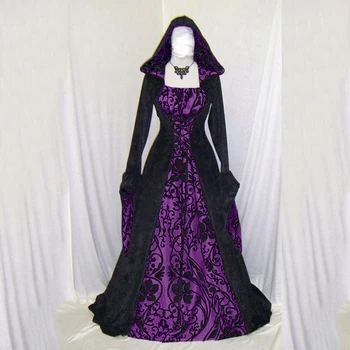 2021 Plius Dydis Gotikos Viduramžiais Kilnus Aikštėje Apykaklės Nėrinių Suknelė Moterims Žiemą, Rudenį 2021 Gėlių Blyksnius Ilgomis Rankovėmis Elegantiškas Suknelės