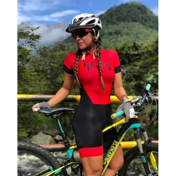 2021 raudona moterų Nauja vientisas dviračių triatlonas ilgomis rankovėmis vezzo dviračių skinsuit vasaros jumpsuit Dviračiu, bėgimas, plaukimas