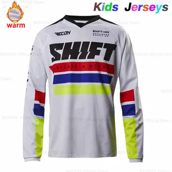 2021 Vaikai Šilumos Vilnos Kalnų Dviračiais Drabužių Kalnų Žiemos Jersey Drabužių Moto Viršūnes Motokroso Marškinėliai Motociklo T-shirt