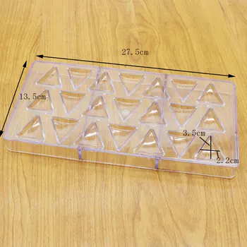 21 Trikampis Polikarbonatas PC Šokolado Pelėsių 3D Saldainis Minkštas Karamelinis Pyragas Formų Virtuvės Kepimo Pyragai, bandelės, Įrankiai