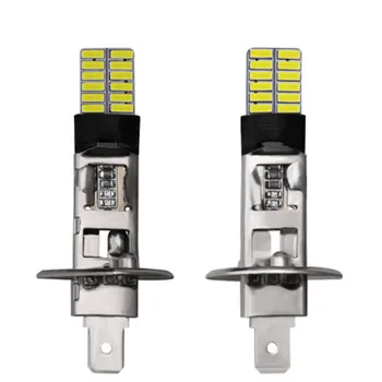 2VNT H3 H1 LED Lemputes Rūko Žibintai 24 SMD 4014 6500K Balta 12V LED Rūko žibintų Veikia Vairuotojo Lempa