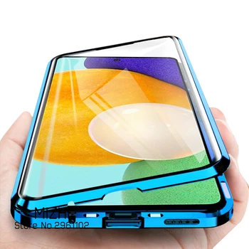 360 Magnetinio Flip Case For Samsung Galaxy A52 5G 52 4G 52A SamsungA52 GalaxyA52 Dvipusis Grūdintas Stiklas Telefono Dangtelius, Coque