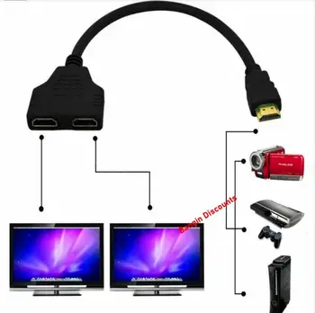 3D 2 Port HDMI suderinamus Jungiklis Switcher Splitter 1080P 2 In 1 Out Uosto Centru, DVD HDTV Xbox PS3, PS4 Blue-ray Grotuvai Kabelis
