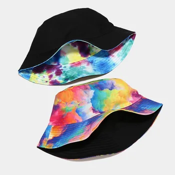 3D Dažų Žvaigždėtą Spausdinti Moterų Kibiro Kepurę Dviejų Šoninių Dėvėti Sunhat Vyrai Lauko Kelionių Paplūdimio Kepurės Žvejų Skrybėlės Unisex Hip-Hop Moteriška Kepurė