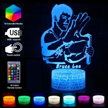3D Kinijos Kung Fu Pav Naktį Šviesos Bruce Lee Dizaino Spalvas Stalo Lempa USB LED Atostogų Dovanos Vyrams Berniukai, Kids Miegamojo Puošimas