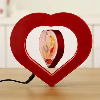 3D Plūduriuojantis Foto Rėmelis Naktį Šviesos diodų (LED) Širdies Formos Magnetic Levitation fotografijos Naktis Lempos Kalėdų Dovana Atostogų Šviesos 