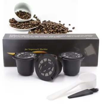 3PCS Daugkartinio naudojimo Nespresso Kapsulės Ankščių Įkrovimo Daugkartiniai Espresso Kavos Filtrą, Kavos virimo aparatas Mašina Su Šaukštu Šepetys
