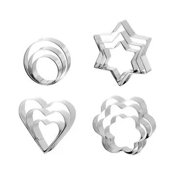 3pcs/set Geometrinis Star Širdies Gėlių Sausainių Cutter Nerūdijančio Plieno, Kiaušinio Formos Slapukas Antspaudas 