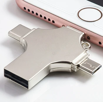 4 in 1 OTG USB Flash Drive 16GB 32GB Pendrive 64GB 512 GB Tipas-C USB atmintinė 128 GB 256 GB 