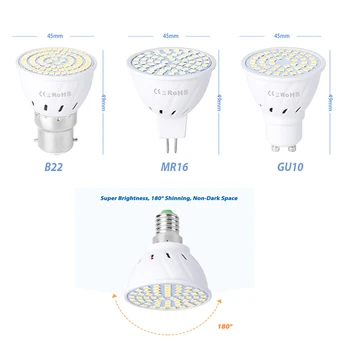 48 LED Augalų augimo lempos B22 GU10 MR16 Visą Spektrą 220V Hydroponic Augimo Šviesos