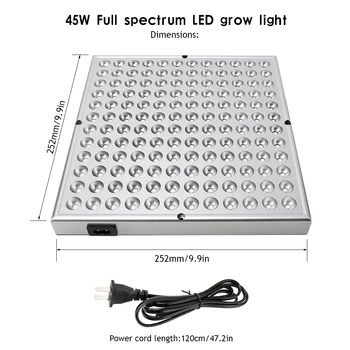 4pcs/daug 45W LED Grow Light Visą Spektrą Phytolamp 144LEDs Augalų Augimo Lempos Gėlių Daigai Auga Lauke Šiltnamio efektą sukeliančių Fitolamp