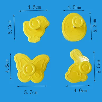4Pcs Plastiko Velykų Sausainių Cookie Cutter Kepimo Formą Virtuvės Katytė Modelis Konditerijos Stūmoklį 3D Mirti Minkštas Tortas Dekoravimo Įrankiai