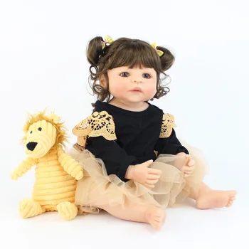 55cm Full Silikono Reborn Baby Doll Žaislas Mergina Boneca Vinilo Naujagimių Princesė Bamblys Bebe Gyvas Gimtadienio Dovana Dušo Žaislas