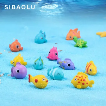 5vnt spalvingas Povandeninis Žuvis Miniatiūrinės Statulėlės Doll House Dekoro animacinių filmų gyvūnų Lėlių kūdikių namų ornamentas 