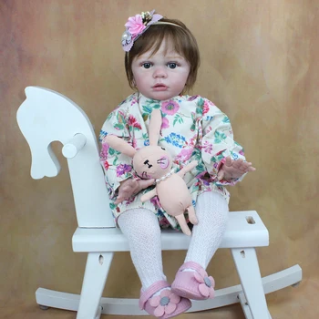 60 CM Minkšto Silikono Reborn Baby Girl Lėlės Apdailos Tayra Audiniu Kūno Žaislas Realus 24 Colių Princesė Bamblys 3D-Dažų Odos Tonas