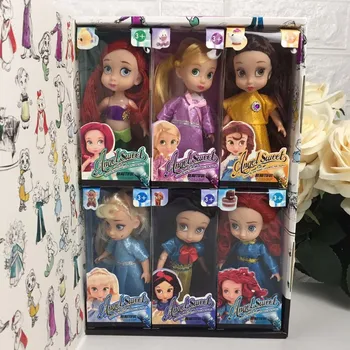 6pcs/set Disney Užšaldyti Pasakų Princesė Lėlės snieguolė Undinėlė Anna Elsa Lėlės Veiksmų Skaičius, Žaislas, skirtas mergina dovana