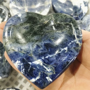 7-8CM Gamtos Mėlyna Venų Akmens Sodalite Mineralinių Kristalų Drožyba Dubenį Poliravimo Širdies Formos Ornamentu Amatų Papuošti Pardavimui