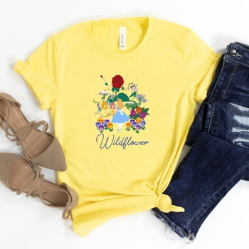 Alisa Stebuklų, Marškinėliai Wildflower T-shirt Epcot Tee Sodo Marškinėliai Mielas Princesė Tees Augalų Mylėtojai Dovana