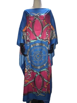 Artimuosiuose Rytuose Populiarūs Tradiciniai Spausdinti Šilko Kaftan Boho Suknelė-Lady Overside Afrikos Spausdinti Boubou Malda Suknelė