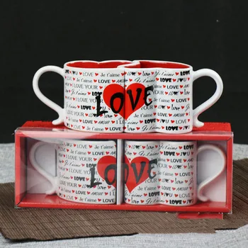 Asmenybės tendencija keramikos pora taurės kūrybos širdies formos mėgėjams vandens puodelį dovanų dėžutėje Puodelis puodeliai kavos puodelį, puodeliai, kavos puodeliai
