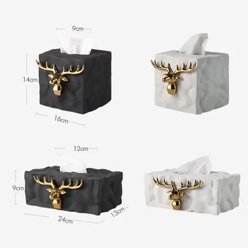 Aukso briedžių veido audinių dėžės Gelsvai Dekoratyvinių Plokščių popieriaus langelį, valgomasis stalas desktop servetėlių laikiklį Šiaurės šalių Namų puošybai Šiuolaikinės