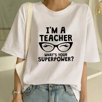 Aš esu Mokytojas, Koks Jūsų Supervalstybės Black Akiniai Moterų Marškinėliai, Rožinė, baltus Drabužius Grafinis T Marškinėliai Dovana Mokytojo Diena