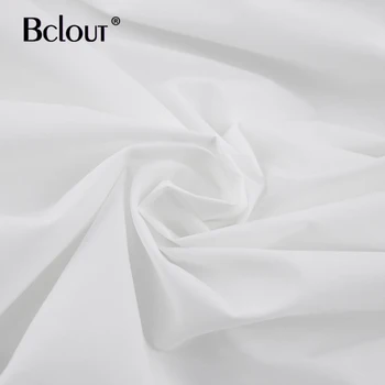 Bclout Elegantiška Balta Rausva V Kaklo Bodycon Suknelė Moterims 2021 M. Vasarą Sluoksniuotos Rankovėmis Trumpą Suknelę Atsitiktinis-Line Plisuotos Vestido Panele