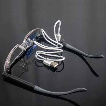 Didinamąjį Akiniai Su LED Akyse Didinimas Ryškus Akių 160% Didinimo USB Įkrovimo Akinių Dioptrijų didinamasis stiklas 1,6 x