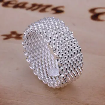 Didmeninė juvelyrika sidabro padengtą žiedas, bižuterijos, Tinklo Žiedas SMTR040