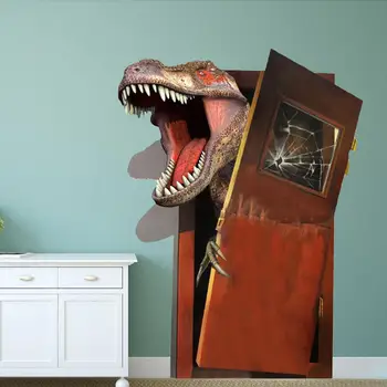 Dinozaurų Pertraukos Duris Kūrybos 3D Sienų Lipduko Gyvenimo kambario, miegamasis apdaila, tapetai, Lipdukai, tapetai, vaikų kambariai, lipdukai