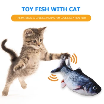 Elektros Žuvų Katė Žaislas Augintiniui 3D Modeliavimas Žuvų Minkštas Pliušinis Drebulys Žaislas Įdaryti USB Įkroviklis Interaktyvus Floppy Žuvų Kačių Žaisti Žaislai
