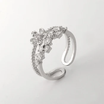 Gotikos Paprasta Ponios Žiedai Micro-inkrustacijos White Crystal Cirkonis Dvigubo Sluoksnio Atidaryti Žiedas ir Vestuvių Vestuvių, Sužadėtuvių Dovana, Papuošalai