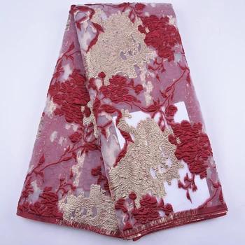 Gražus brokatas jaquard nėrinių audinys, Raudona dizaino Vėliau kaip iki Afrikos, Nigerijos aukso prancūzijos vestuvių JK12