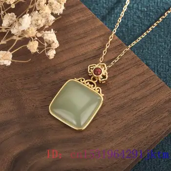 Green Jade Pakabukas Gamtos Papuošalai Moterims, 925 Sidabro Amuletas Kinijos Karoliai Cirkonis Žavesio Mados Brangakmenio Chalcedony Kristalų