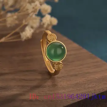 Green Jade Žiedas Cirkonis 925 Sidabras Brangakmenio Gamtos Žavesio, Dovanos Moterims, Bižuterijos Kristalų Amuletas Chalcedony