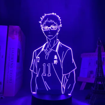 Haikyuu Kei Tsukishima Anime LED Šviesos Vaikai Miegamojo Puošmena Lempos Gimtadienio Dovana 3D Akrilo Spalvinga Naktį Šviesos