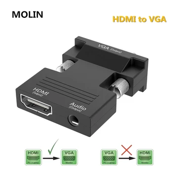 HDMI suderinamus Moterų VGA Male Konverteris Adapteris Remti 1080P PC Nešiojamas TV Monitorius, Projektorius Su 3.5 mm Audio Kabelis