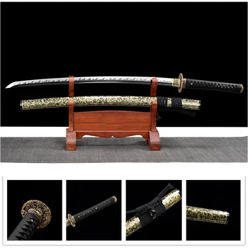Japonijos Katana 1060 Didelio Anglinio Plieno Ašmenų Skustuvas Aštrių Nekilnojamojo Kardai Rankų darbo Full Tang Juoda Paskutinis Samurajus kardas demon slayer
