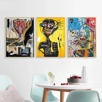 Jean Michel Basquiat Gatvės Grafiti Abstraktaus Meno Plakato spauda, Drobė, Tapyba Unikalių Sienos Nuotraukas Kambarį Namų Dekoro
