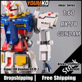 K80 Gundam Robotas SS Mobile Suit Gundam Įkūrėjas Pavyzdį RX78-2 Statinės 1:60 Modelio Kūrimo Bloką, Plytos, Žaislų, Dovanų Super 18K